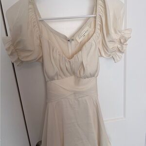 American Threads Cream Dress with Puff Sleeves